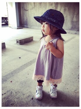 「RAGMART（ラグマート）のアイテム（ハット）」を使った、SHI-❤︎さん（キッズ・80cm）の夏コーディネート