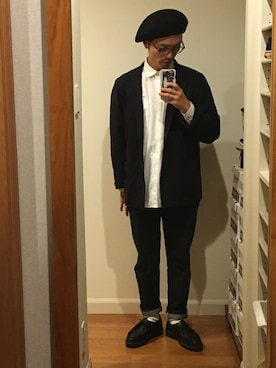 「COMESANDGOES」｜「アイテム（ハンチング/ベレー帽）」を使った、KUROさん（メンズ・163cm）の秋コーディネート