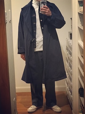 「COMOLI（コモリ）のアイテム（ダウンジャケット/コート）」を使った、KUROさん（メンズ・163cm）の秋コーディネート