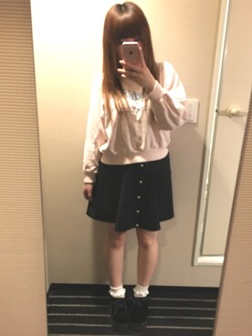 「BUBBLES（バブルス）のアイテム（スウェット）」を使った、✧さん（レディース・163cm）の春コーディネート