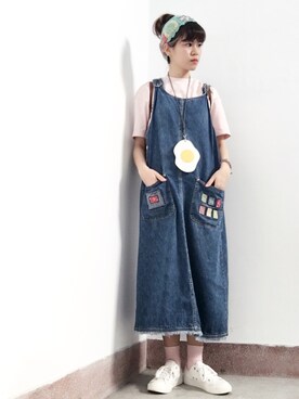 「Taiwan」｜「アイテム（つなぎ/オールインワン）」を使った、安吉🍀さん（レディース・161cm）の春コーディネート