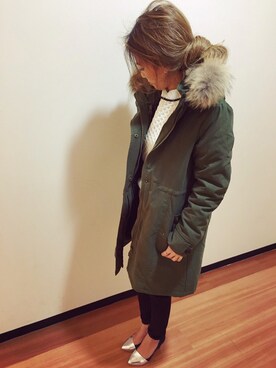 「UNRELISH」｜「アイテム（モッズコート）」を使った、ishida_meiさん（レディース・155cm）の冬コーディネート