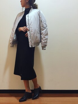 「UNRELISH」｜「アイテム（MA-1）」を使った、ishida_meiさん（レディース・155cm）の秋コーディネート