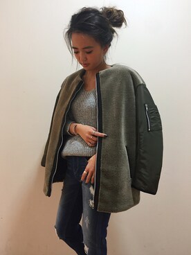 「UNRELISH」｜「アイテム（ブルゾン）」を使った、ishida_meiさん（レディース・155cm）の秋コーディネート