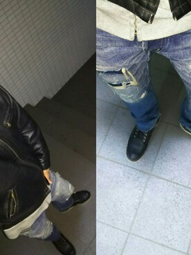 「ショット」｜「アイテム（パーカー）」を使った、ひでさん（メンズ・176cm）の冬コーディネート