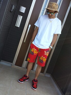 「OBEY」｜「アイテム（水着）」を使った、TAKAさん（メンズ・174cm）の夏コーディネート