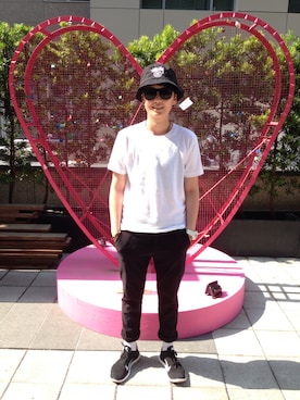 「Nike flyknit」｜「アイテム（帽子）」を使った、Elliottさん（メンズ・168cm）の夏コーディネート