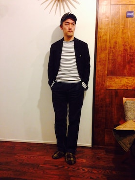 「Waste(twice)（ウェストトゥワイス）のアイテム（帽子）」を使った、sabotenboyさん（メンズ・174cm）の春コーディネート
