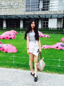 Shih Fang-syuanさん（レディース・158cm）の夏コーディネート