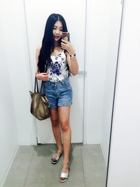 Shih Fang-syuanさん（レディース・158cm）の夏コーディネート