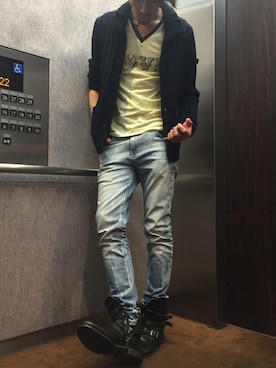 「Peuterey（ピューテリー）のアイテム」を使った、achuchyさん（メンズ・180cm）の春コーディネート