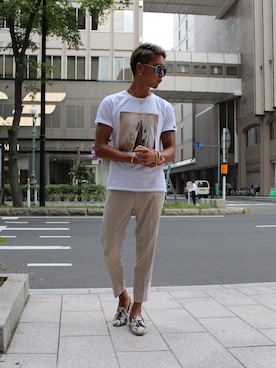 「DOWBL（ダブル）のアイテム（スラックス）」を使った、SAKUさん（メンズ・180cm）の秋コーディネート