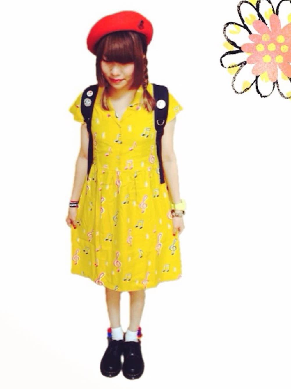 「ベレー帽、Dr.Martens、RNA、alohablossom」｜「Dr. MartensのDr.Martens (ドクターマーチン)/1461Z 3EYE GIBSON SHOES（その他シューズ、ブラック系）」を使った、ながぴ ♩✩⃛さん（レディース・152cm）の秋コーディネートの1枚目の写真