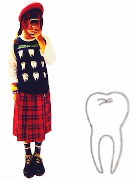 「#チェック」｜「アイテム（ハンチング/ベレー帽）」を使った、ながぴ ♩✩⃛さん（レディース・152cm）の秋コーディネート