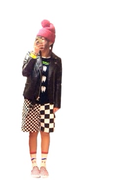 「Candy Stripper」｜「アイテム（ライダースジャケット）」を使った、ながぴ ♩✩⃛さん（レディース・152cm）の冬コーディネート