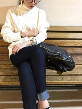 「DHOLIC（ディーホリック）のアイテム（バックパック/リュック）」を使った、yuiさん（レディース・165cm）の秋コーディネート