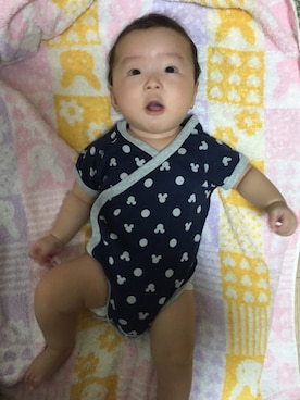 「UNIQLO（ユニクロ）のアイテム（ロンパース、ブルー系）」を使った、ゆづづ♡さん（キッズ・60cm）の夏コーディネート