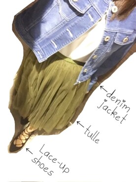「CECIL McBEE（セシルマクビー）のアイテム（デニムジャケット）」を使った、MAIさん（レディース・151cm）の春コーディネート