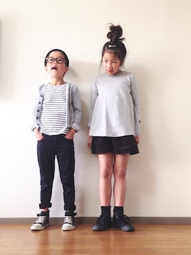 「キュロット」｜「アイテム（ニットキャップ/ビーニー）」を使った、yuyuyuさん（キッズ・132cm）の春コーディネート