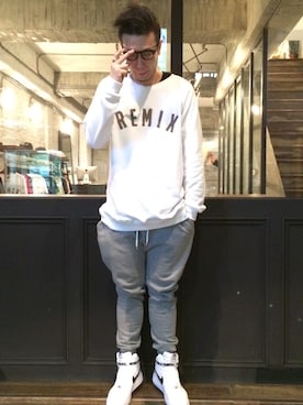 「REMIX（リミックス）のアイテム（スウェット）」を使った、REMIXTAIPEIさん（メンズ・187cm）の秋コーディネート