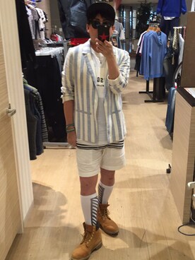 「DENIM BY VANQUISH & FRAGMENT（デニムバイヴァンキッシュフラグメント）のアイテム（帽子）」を使った、70eidjさん（メンズ・168cm）の秋コーディネート