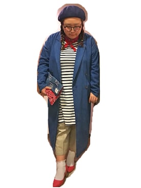「plussize」｜「アイテム（ハンチング/ベレー帽）」を使った、kasan/manaさん（レディース・155cm）の春コーディネート
