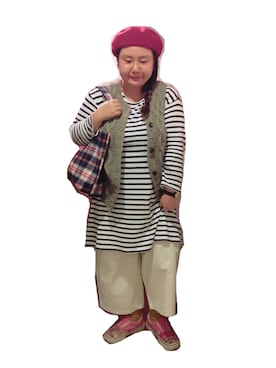 「仕事着」｜「アイテム（ハンチング/ベレー帽）」を使った、kasan/manaさん（レディース・155cm）の秋コーディネート