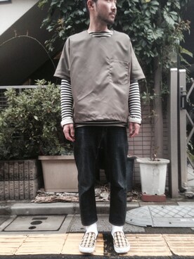 「ボーダーTシャツ」｜withoutrulers/Uke.さん（メンズ・175cm）の春コーディネート
