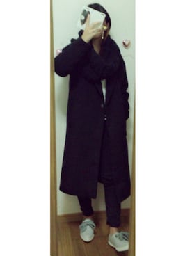 「OZOC（オゾック）のアイテム（チェスターコート）」を使った、にょん☺︎さん（レディース・158cm）の冬コーディネート