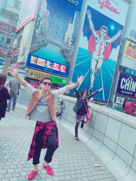 「アイテム（スタジャン、ブラウン系）」を使った、たーやんさん（メンズ・168cm）の秋コーディネート