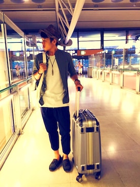 「NOのアイテム（帽子）」を使った、HaoWei Chuさん（メンズ・180cm）の夏コーディネート