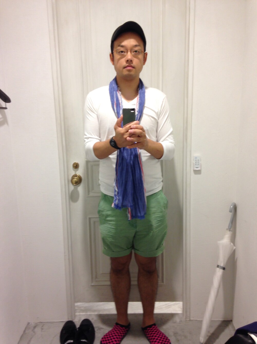 「R&Gのアイテム（その他パンツ、グリーン系）」を使った、Sekitoさん（メンズ・177cm）の夏コーディネートの1枚目の写真