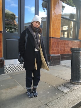 「マムジーンズ」｜Rina Kokuboさん（レディース・153cm）の冬コーディネート