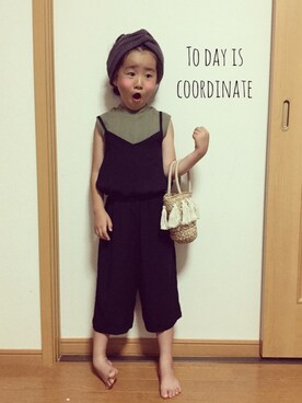 「GLOBAL WORK（グローバルワーク）のアイテム（オールインワン・サロペット）」を使った、riaaaaさん（キッズ・110cm）の夏コーディネート