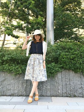 「KATHARINE ROSS（キャサリンロス）のアイテム（帽子）」を使った、ciさん（レディース・157cm）の夏コーディネート