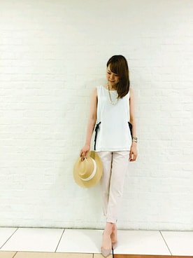 「KATHARINE ROSS（キャサリンロス）のアイテム（帽子）」を使った、ciさん（レディース・157cm）の夏コーディネート