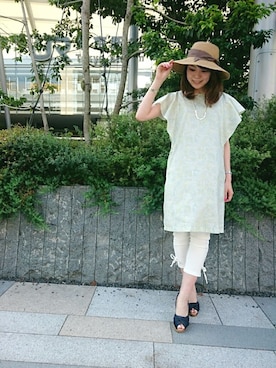 「KATHARINE ROSS（キャサリンロス）のアイテム（帽子）」を使った、ciさん（レディース・157cm）の夏コーディネート
