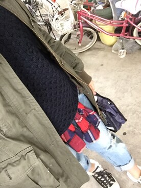 「UNIQLO（ユニクロ）のアイテム（ニット/セーター、ブルー系）」を使った、mayabooさん（レディース）の冬コーディネート