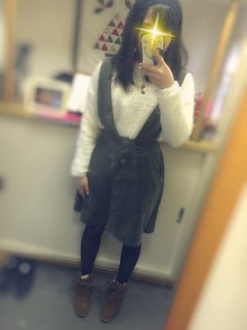 「Honeys（ハニーズ）のアイテム（ニット/セーター、ホワイト系）」を使った、mayabooさん（レディース）の冬コーディネート