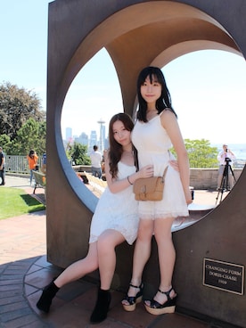 「Abercrombie&Fitch（アバークロンビーアンドフィッチ）のアイテム（ワンピース）」を使った、鄭婉玲さん（レディース・171cm）の夏コーディネート