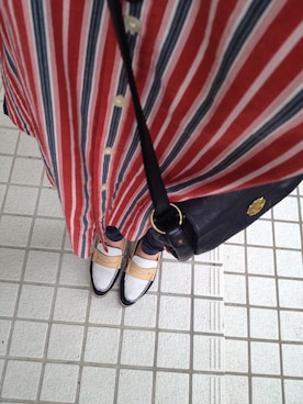 「アイテム（シャツワンピース、レッド系）」を使った、k.bearsさん（レディース・153cm）の夏コーディネート