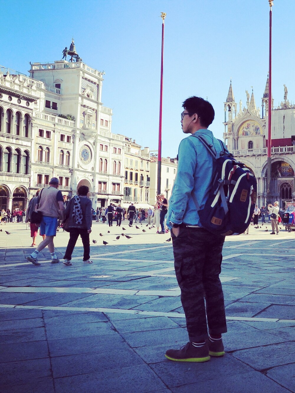「ITALY、COLE HAAN(COLE HAAN)、FICOUTURE、EOTOTO、venezsia」｜「EOTOTOのwestern shirts（シャツ/ブラウス、ブルー系）」を使った、AZHANGさん（メンズ・172cm）の夏コーディネートの1枚目の写真