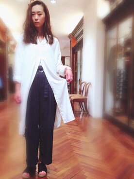 「NANO universe（ナノユニバース）のアイテム（シャツワンピース）」を使った、あやさん（レディース・171cm）の夏コーディネート