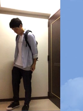 「GU（ジーユー）のアイテム（Tシャツ/カットソー、ホワイト系）」を使った、kennさん（メンズ）の夏コーディネート