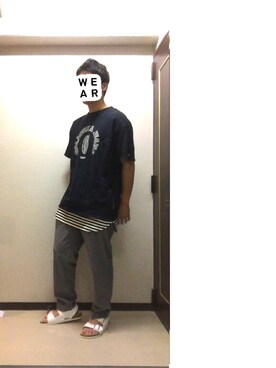 「不明のアイテム（Tシャツ/カットソー、ブラック系）」を使った、kennさん（メンズ）の夏コーディネート