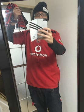 「サッカー」｜「アイテム（ニットキャップ/ビーニー）」を使った、ナジィさん（メンズ・176cm）の秋コーディネート