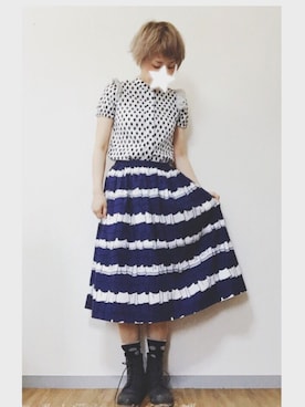 「AS as know as（エーエス アズノウアズ）のアイテム（ブーツ）」を使った、ひーこさん（レディース・154cm）の春コーディネート
