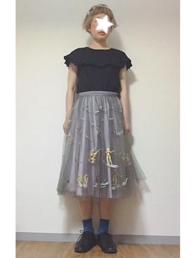 「VINTAGE（ヴィンテージ）のアイテム（カチューシャ）」を使った、ひーこさん（レディース・154cm）の夏コーディネート