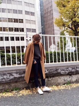 「TODAYFUL（トゥデイフル）のアイテム（チェスターコート）」を使った、ayano.さん（レディース・165cm）の冬コーディネート