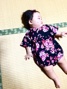 「西松屋」｜「アイテム（浴衣）」を使った、oriiiiiiiinさん（キッズ・70cm）の夏コーディネート